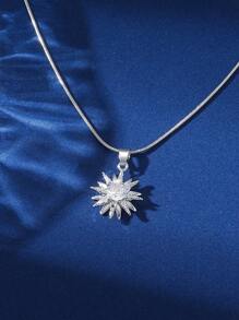 1 件精美锆石镶嵌向日葵、甲虫、蝴蝶吊坠项链，欧美奢华小众设计，复古项链，适合女士 - 銀色 - 查看 4