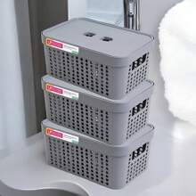 Kit 3 2-Liter Organizer Box With Lid LP House Multipurpose Resistant Exclusive Design - Xám - Xem 1