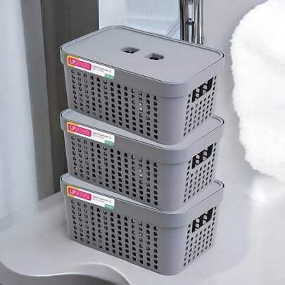 Kit 3 Caixa Organizadora 2 Litros Com Tampa LP House Multiuso Resistente Design Exclusivo