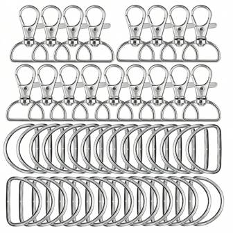 24/50-delars set med vridbara hakar och D-ringar, pyssel för att tillverka nyckelringar, plånböcker, nyckelband, handväskor, ryggsäckar, hundhalsband, gör-det-själv-tillbehör