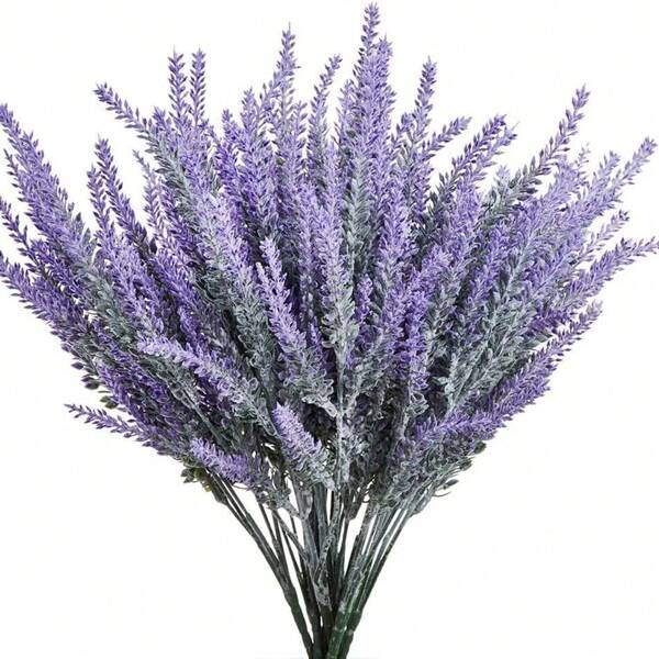 1 pieza/set de 5 piezas de flores de lavanda artificiales con material de flocado para decoración de otoño, bodas, jarrones para el hogar, comedor, dormitorio, fiestas, cumpleaños y decoración de jardín al aire libre