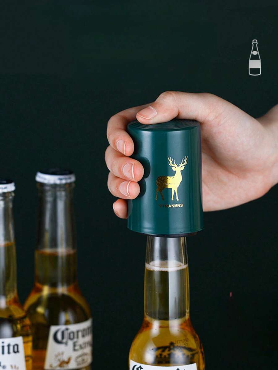 Abrebotellas de cerveza automático portátil, abridor de botellas de cerveza de plástico con presión, accesorio de cocina para el hogar, bares, campamentos, fiestas, restaurantes, regalo para el padre