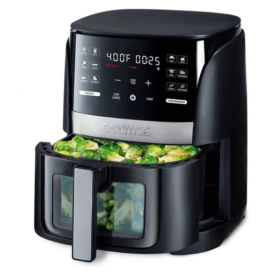 Gourmia 6Qt Digital Window Air Fryer With 12 Presets & Guided Cooking