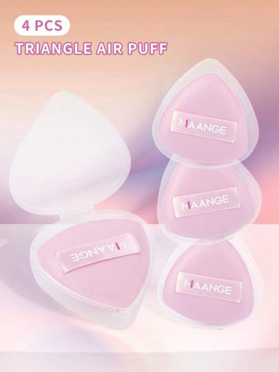 MAANGE 4 件装三角形粉扑，可湿用，柔软亲肤化妆粉扑，化妆工具，方便携带，适合旅行、化妆、便宜、房间装饰、梳妆台、旅行、卧室、化妆配件、粉扑、化妆搅拌器、粉扑、化妆海绵