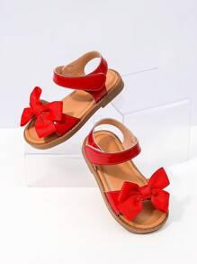 1 Pair Baby Outdoor Casual Hook And Loop Flat Sandals, Suitable For Spring/Summer - Red - View 4