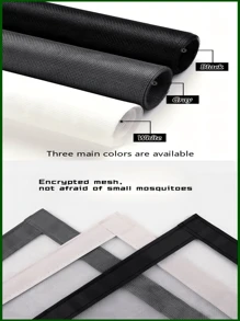 1 Piece Gray Lace Curtain, Edge Gray, Black, White Hemming, Four Seasons Mosquito Repellent, Living Room And Bedroom Mosquito Repellent Curtain, Self-Adhesive Reusable Mosquito Net, Elegant And Simple Design, Tightly Woven, Light And Breathable Curtain, Ventilation, Washable, Handmade Home Decoration