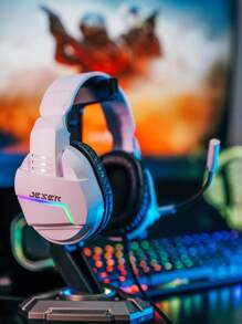 GX30 白色有线游戏耳机，带背光、重低音、可旋转麦克风、3.5mm 插孔 - 白色 - 查看 3