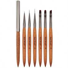 Hot 6pcs Wood Rod Nail Art Brush Set Wholesale Colouring Pen Large Square Round Light Therapy Pen Halo Pen