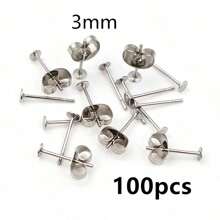 50-100pcs Stainless Steel Gold Color Earring Studs Blank Post Base Pins With Earring Stoppers Back DIY Earrings Jewelry Findings