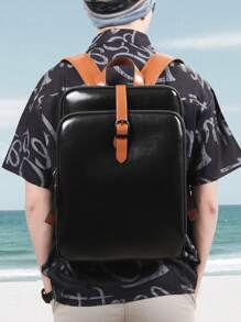 Mochila de negocios de 15.6 pulgadas de cuero genuino para hombres, bolsa de laptop de gran capacidad de cuero de vaca - Negro - Ver 6