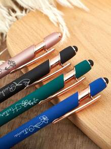 可定制文字的触摸屏电容式圆珠笔，铝合金笔杆圆头圆珠笔，优质笔，可定制Logo印刷，多功能，防水，装饰性强，可重复使用，色彩丰富，复古，可爱，现代，可定制，个性化，独特，是送给她、家人、朋友、孩子、学生、员工的理想礼物 - 14*1cm - 查看 2