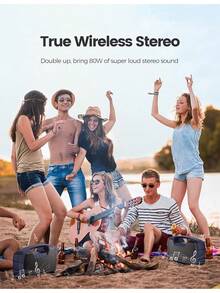 IPX7 Waterproof Bluetooth Speaker, 40W(60 Peak) Portable Wireless Speakers With Subwoofer, 32H Playtime, Stereo Loud Sound, Deep Bass, Bluetooth 5.0 With Handle For Pool, Beach, Outdoor, Gifts - 藏蓝色 - 查看 5