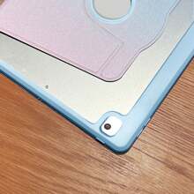 1pc, Pen Slot + 720° Rotation Apple Tablet Case Pro 2024 13 Inch/5th /6th/7th /Pro 11 Inch 1st 2nd /Air6 2024 4th 5th Gen/8th /9th Gen/10th Office Supplies, LOGO Hole Drop-Proof And Shockproof, PU Leather, Automatic Wake-Up/Sleep, Simple Gradient Color Pattern, Acrylic Hard Back Panel, Silicone Soft Edge Design, With Support Slot IPad Case Gift