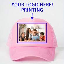 1pc Customizable Photo Baseball Cap - Breathable Polyester, Adjustable Unisex Trucker Cap, Lightweight Golf Sun Hat With Personalized Printing Option