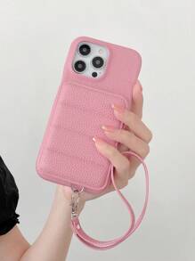1件装简约时尚荔枝纹PU皮革挂绳手机壳，兼容苹果17 Air 16 16E 15 14 Plus 13 12 11 Pro Max, 10 9 Pro XL 8 7 6 9A 8A 7A 6A，三星Galaxy A15 A16 A25 A36 A56 A73 A06 A03 A03S A04S A81 A12 A13 A14 A22 A23 A24 A32 A52 A71 4G A34 A42 A53 A54 5G A21 A21S 2020 Note 20 10 Lite S20 S21 FE S22 S23 S24 S25 S26 Plus Ultra, 11 Lite 12 12X，仿皮保护套，国际版。不是国内版本 - 粉色 - 查看 3