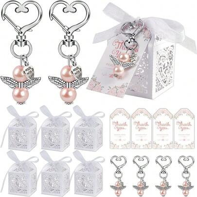 12sets/36pcs Colorful Guardian Angel Keychains, Baby Shower Favors, Wedding Favors, Birthday Party Favors, Bridal Shower Gifts, Pink/Blue, Baby Shower Favors, Girl Birthday Decorations, Baby Shower Decorations, Gender Reveal, Baby Shower Decor, Baby Shower Party Favors, Baby Shower Girl, Baby Shower Guest Gifts