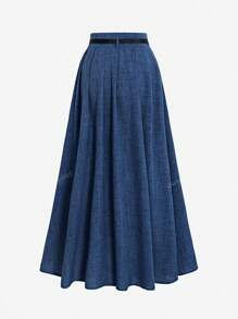 Women's Casual Solid Color Wide Hem A-Line Skirt, Everyday Casual Wear
