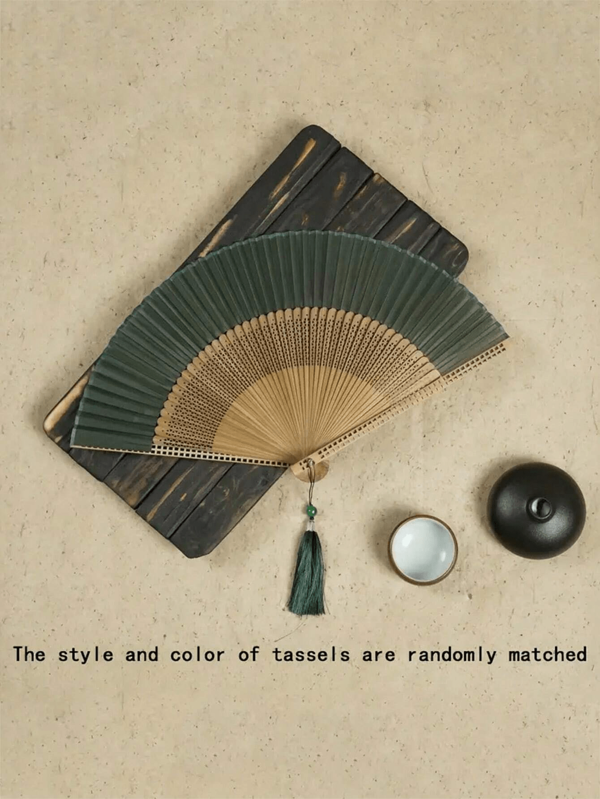 1 pieza Abanico plegable manual con borla para actividades al aire libre, viajes, baile, vestirse con cheongsam, accesorios y utilería para fotografías