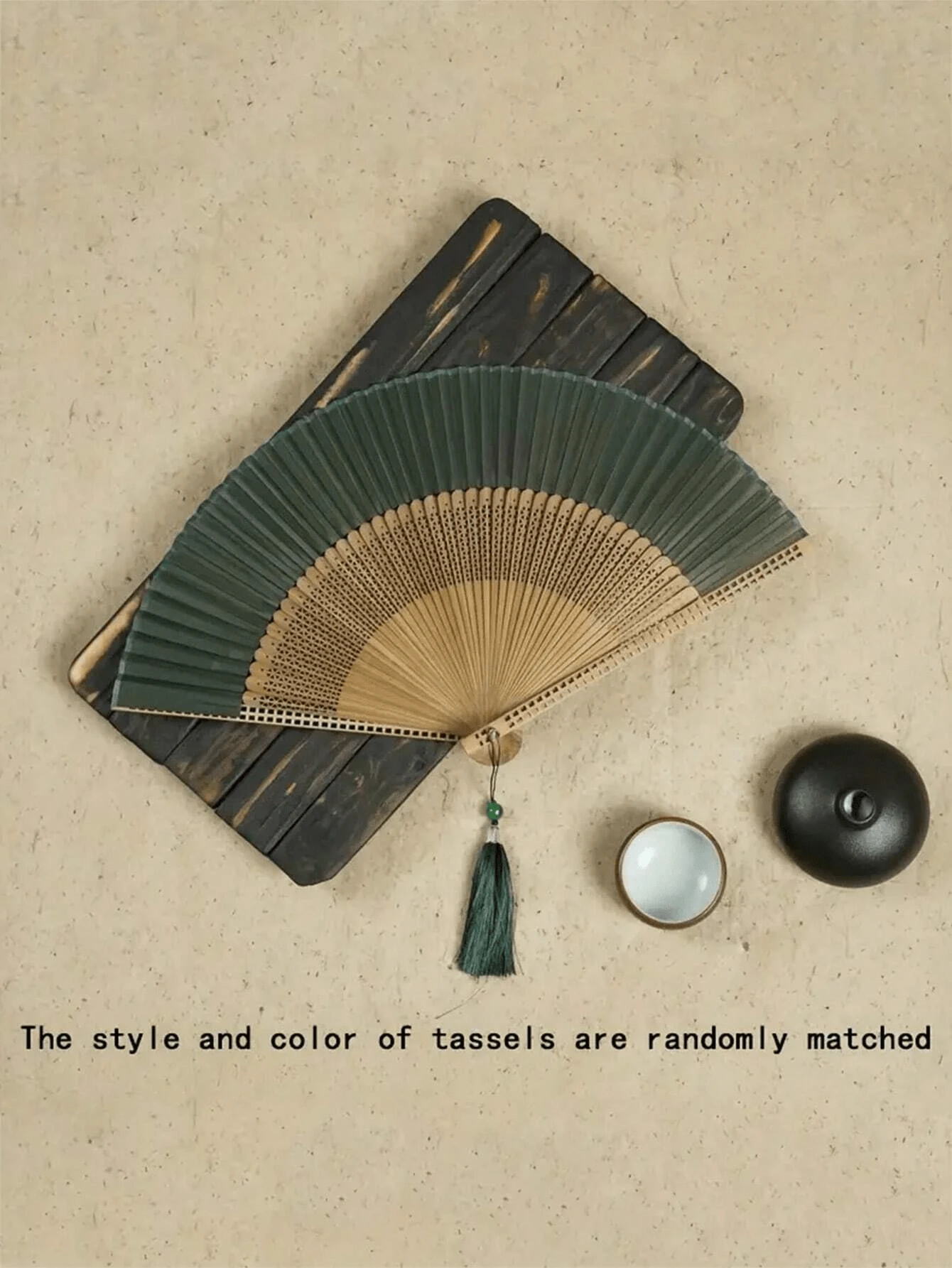 1pc Foldable Fan Hand Held Fan With Tassel For Outdoor Travel Dancing Performance Cheongsam Dressing Accessories Photo-Taking Props