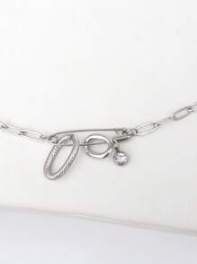 1pc Unisex Stainless Steel Openable Locket Lock Geometric Hollow Metal Pendant Necklace, Fashionable & Suitable For Daily Wear
