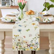 1PC Spring Table Runner Spring Tablecloth Dandelion Butterfly Table Decor Home Holiday Indoor Kitchen Table Decor