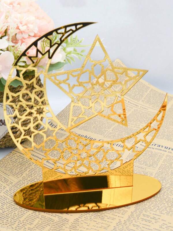 1pc 3D Crescent Shaped Acrylic Tabletop Decoration, Home Decor, Holiday Craft, Excluding Lighting