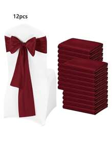 6/12pcs Satin Chair Belt Tie, Champagne Satin Chair Belt Bow Chair Cover Back Tie Supplies Suitable For Weddings, Receptions, Events, Banquets, Parties, Hotel Events, Chair Decoration - Multicolor - View 16