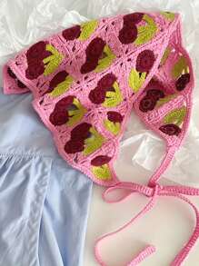 1件/套 可爱甜美钩扣樱桃镂空发箍 INS风情人节发带头巾发箍吸汗带，秋冬季女士度假装扮发饰优雅围巾女士头巾柔软头巾 - 米色 - 查看 6