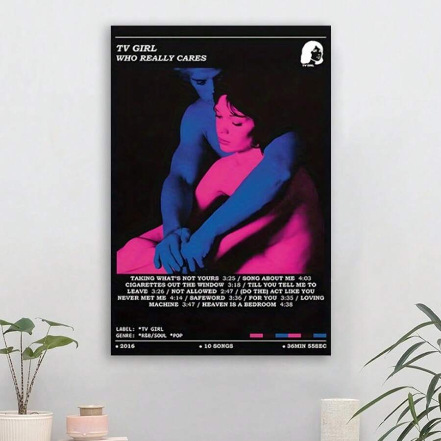 Framed TV Girl Who Really Cares Album Cover Posters For Room Aesthetic - Canvas Poster, Music Wall Art Decor, Room Decoration, Modern Art Canvas Printing, Ideal Gift For Bedroom, Living Room, Office, Corridor High Quality Canvas - 裱框 - 查看 1