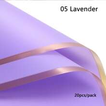 20 张/包金边果冻膜花束包装纸，防水 OPP 花卉包装材料 - 淺紫色 - 查看 2