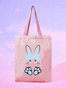 1pc Customized Large Capacity Fashionable Minimalist Portable Single-Compartment Tote Bag, Unique, Customized Name/Logo, Suitable For College Students, Office, Grocery Shopping, Walking, Personalized, DIY Gift, Foldable