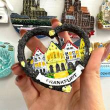 1 szt. Ręcznie robione magnesy na lodówkę z żywicy 3D, Frankfurt Brema Praga Plac Niagara Wodospady Łabędź Kamień Zamek Monachium Dania Katedra Notre-Dame, Idealny prezent na podróż, Idealny wystrój pokoju Prezenty Urodziny Ukończenie szkoły