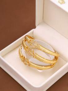 1/2/3 sztuki modnej klasycznej syntetycznej biżuterii z cyrkonii syntetycznej z zapięciem pierścieniowym, platerowane 18-karatowym złotem, damskie bransoletki o średnicy 60 mm, które można otworzyć, odpowiednie do codziennego noszenia przez kobiety, bez pudełka - #1 Podkowa - Zobacz 4