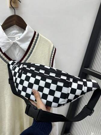 Fashionable Plaid Fanny Pack 2025 New Women's Chest Bag, Stylish Sports Cycling Crossbody Small Backpack