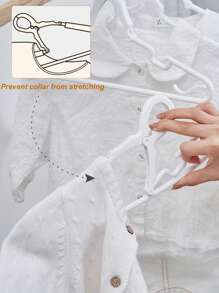 3件装白色PP塑料婴儿儿童衣架创意防风防摔夹式儿童衣架适用于卧室衣柜、阳台晾衣架 - 彩色 - 查看 3