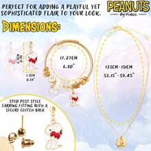 Peanuts Snoopy Jewellery 3 Pieces Set Gold Necklace Earrings Bracelet Gift - Multicolor - View 4