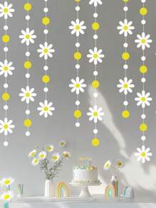 4M/13.12FT Korean Ins Style Daisy Banner - Flower Garland Birthday Party Decorations, Room Wall Hanging Ornaments, Creative Festive Atmosphere Decor