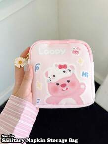 Sanrio Sanrio Cute Sanitary Napkin Storage Bag With Zipper, przenośny i wygodny pokrowiec do przechowywania podpasek higienicznych, produktów higienicznych dla kobiet i akcesoriów, z uroczymi i zabawnymi wzorami postaci, idealny do organizacji w podróży