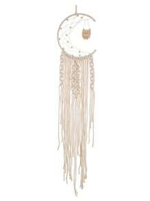 1 pièce Capteur de rêves tapisserie murale décorative tressée multicolore moderne et simple de style nordique, décoration murale créative pour la maison, la chambre à coucher, le salon, pendentif fait main avec étoile, lune et franges, décoration intérieure