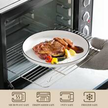 MALACASA 18 Piece Set Of White And Black Edged Ceramic Tableware With Vertical Curved Edges Including 6 Plates/Dessert Plates/Bowls Serving 6 People - White - View 7