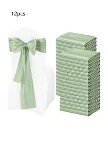 6/12pcs Satin Chair Belt Tie, Champagne Satin Chair Belt Bow Chair Cover Back Tie Supplies Suitable For Weddings, Receptions, Events, Banquets, Parties, Hotel Events, Chair Decoration - Multicolor - View 14