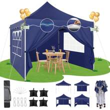 COBIZI Gazebo pieghevole 3x3 gazebo pop-up stabile impermeabile pieghevole 3x3m tenda da festa invernale, con 4 pareti laterali, 4 sacchi di sabbia, 4 corde, 4 picchetti, palo con bordo spesso 0,6 mm, 310 cm di altezza, nero