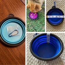 1 pièce Bol à nourriture pour animaux de compagnie portable : Bol pliable en TPR pour chats et chiens, bols à nourriture et à eau pour animaux de compagnie à suspendre pour le voyage à l'extérieur - Multicolore - Voir 11