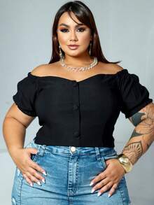 Plus Size Blouses - Negro - Ver 1