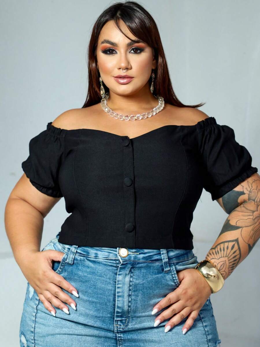 Plus Size Blouses - Negro - Ver 1