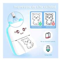 Mini Kawai Miniature Cat Shaped Thermal Printer - Blue - View 4