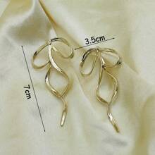 1 件时尚简约金属蝴蝶结设计耳环，适合日常佩戴 - 金色 - 查看 6