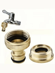 2pcs/4pcs/6pcs Brass Faucet Tap Connector 1/2'' 3/4'' Thread Quick Adapter Washin Machine Gun Fast Connect Fitting Hose 2 In 1 Tap Water Pipe Connect Tap Adapter Spray Nozzle Tool Set - Multicolor - View 7