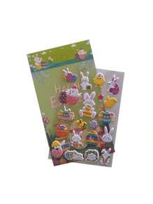 4pcs Easter Egg Stickers, Cute Rabbit & Chick Cartoon 3D Bubble Decorative Stickers, Holiday Party Gifts,School Supplies,Back To School