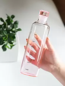 1PC 500ml Clear Plastic Water Bottle, Time Marked Non-Slip Lid And Lid, Portable Water Bottle, Reusable Water Bottle, Suitable For Drinks, Juices, Sodas, As A Gift For Travel, Sports, Student Mountain Biking, Gym, Outdoor